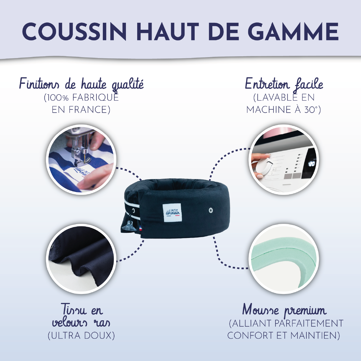 Coussin de voyage Le Petit Dormeur - Velours Noir