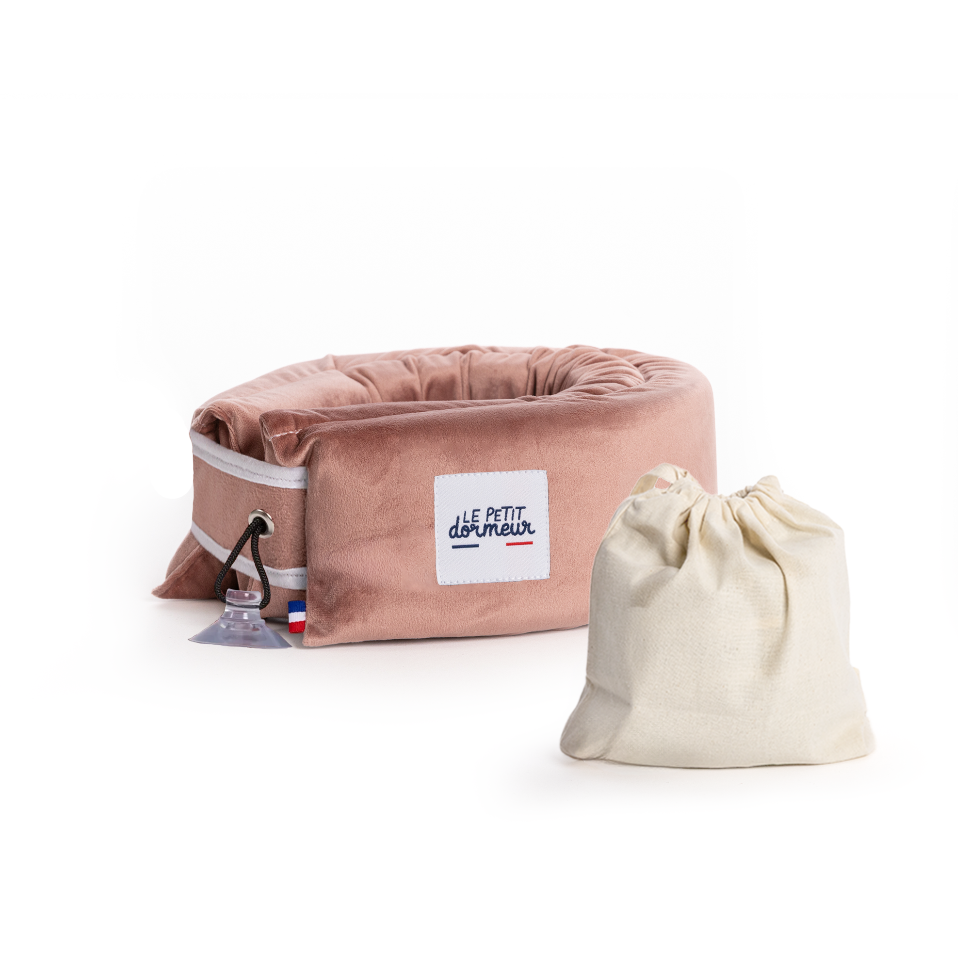 Coussin de voyage enfant Le Petit Dormeur - Velours rose