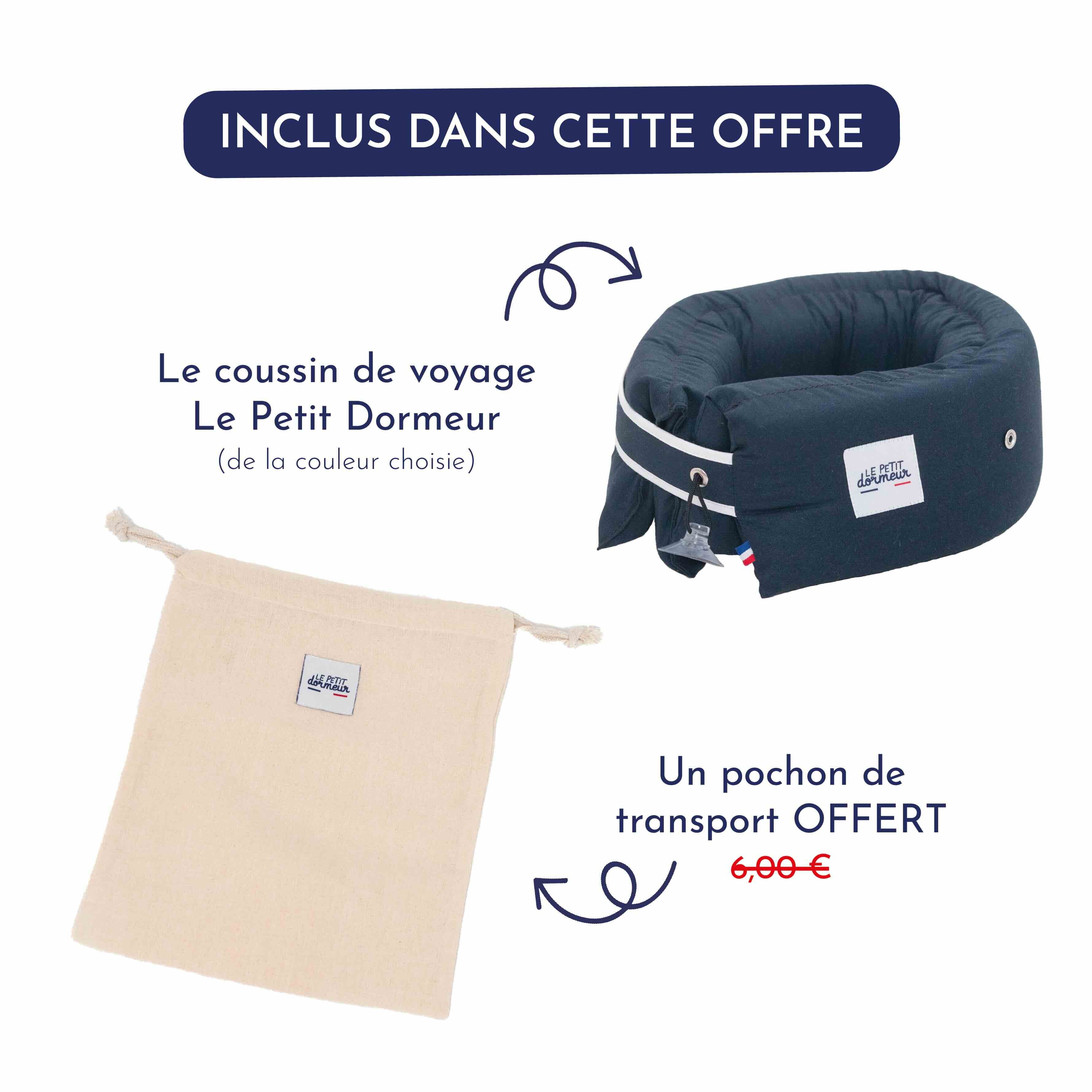 Coussin de Voyage Le Petit Dormeur - Rayé noir