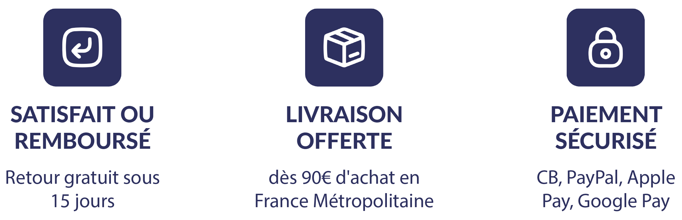 Satisfait ou remboursé / Livraison Offerte dès 90€ / Paiement sécurisé
