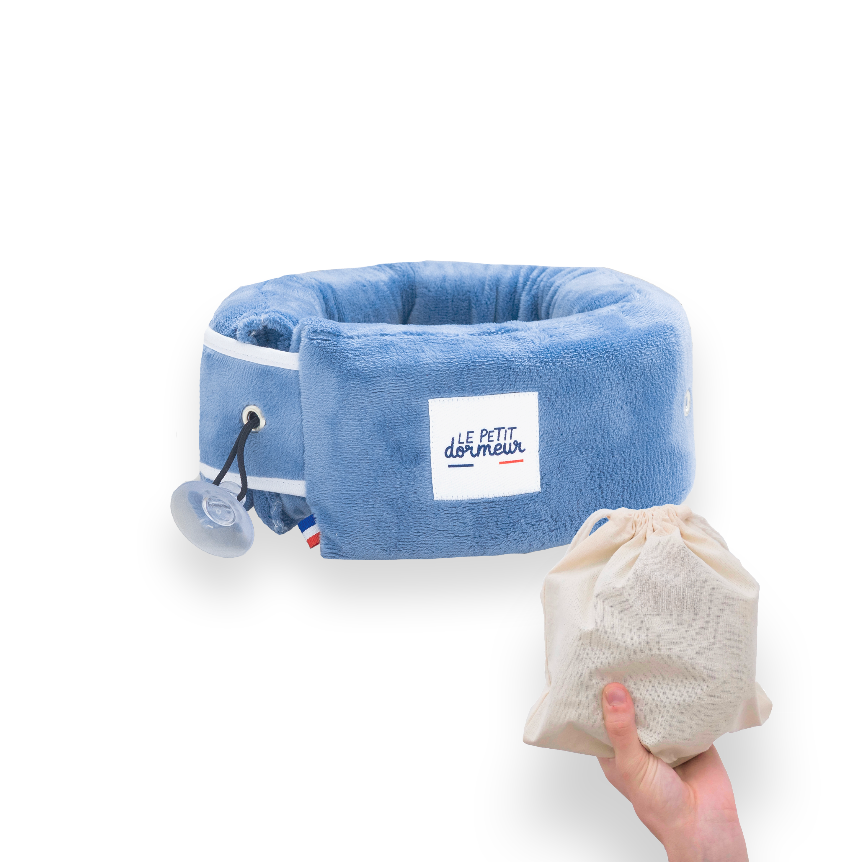Coussin de voyage enfant Le Petit Dormeur - Velours bleu
