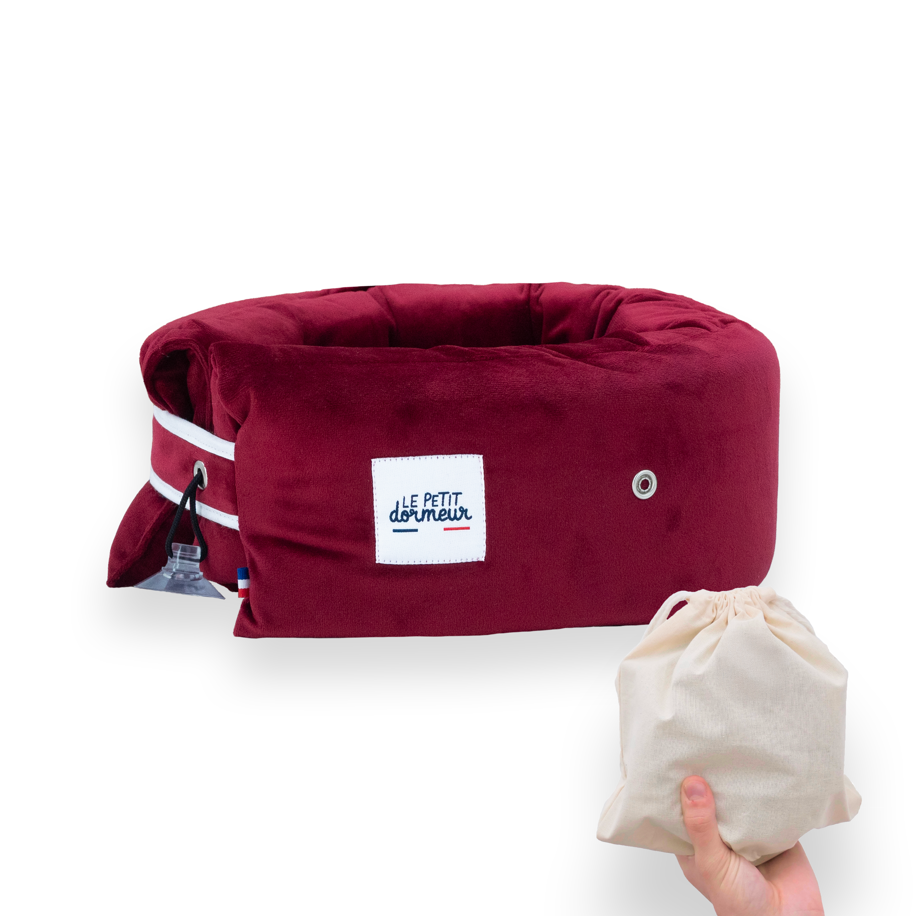 Coussin de voyage Le Petit Dormeur - Velours Bordeaux