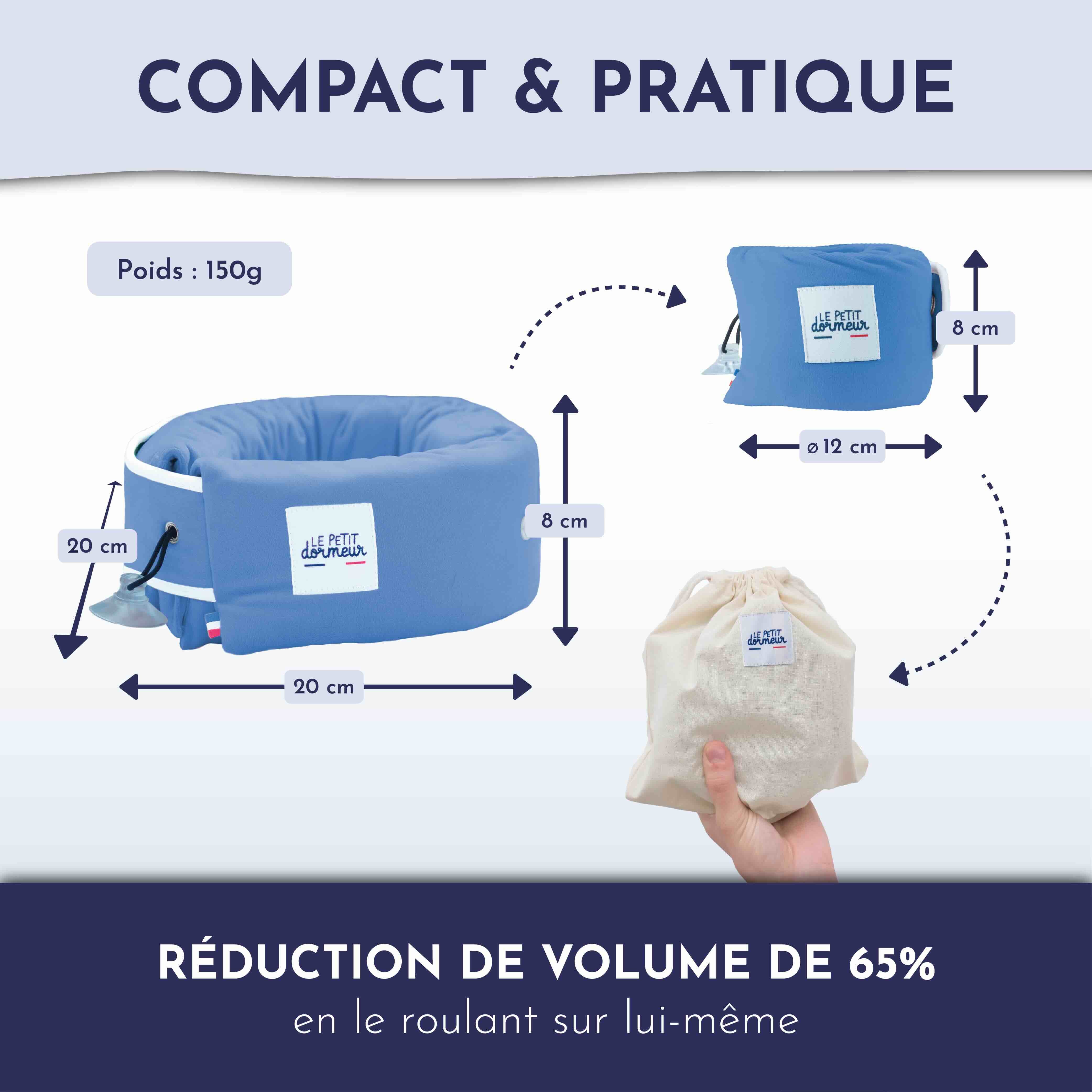 Coussin de voyage enfant Le Petit Dormeur - Velours bleu