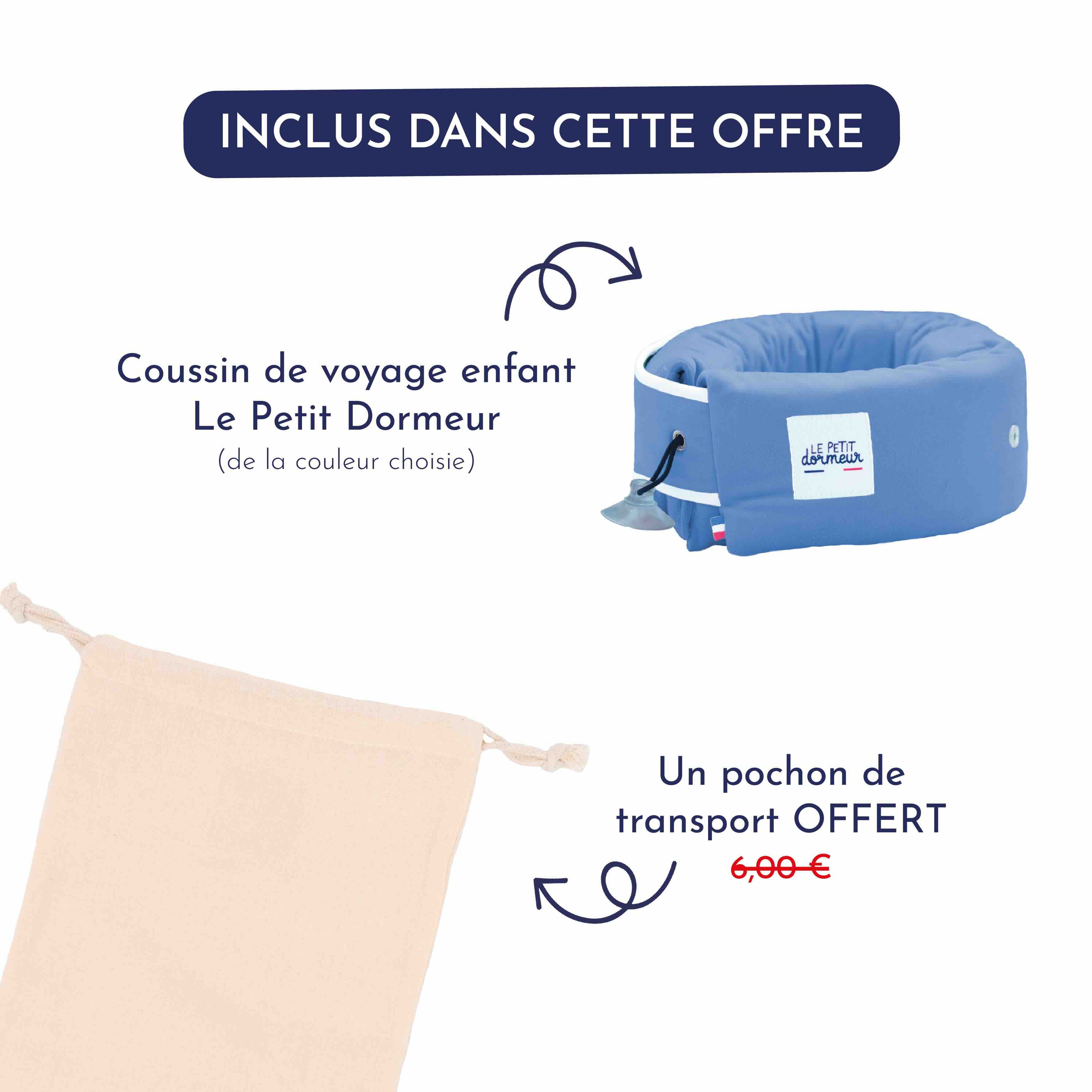 Coussin de voyage enfant Le Petit Dormeur - Velours bleu
