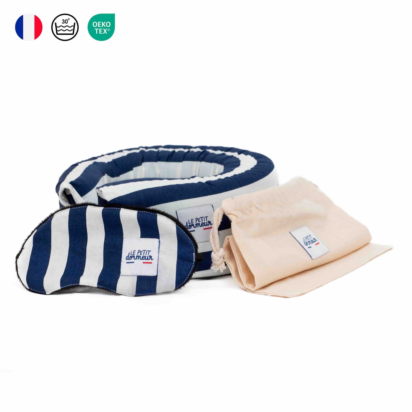 Kit Le Petit Dormeur Bleu coussin de voyage + masque de sommeil