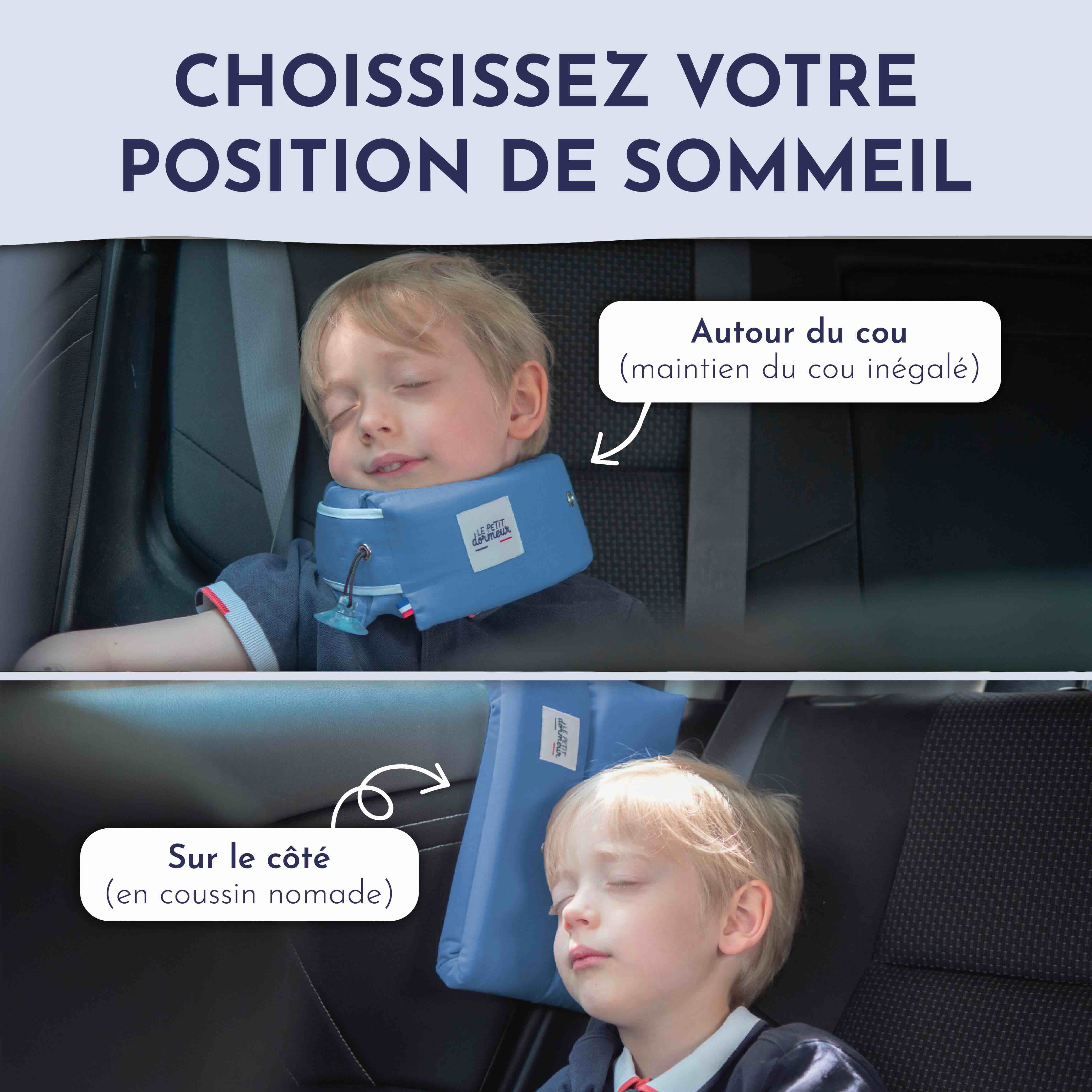 Coussin de voyage enfant Le Petit Dormeur - Velours bleu