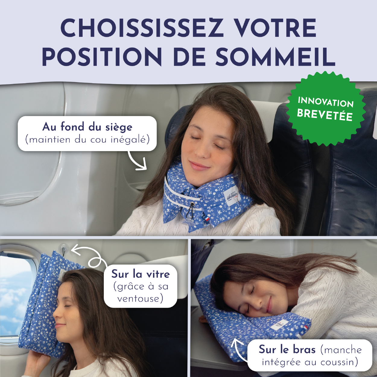 Mini Coussin De Voyage 28x17 Cm - Lavable En Machine, Pour Enfants 3-6 Ans Et Adultes, Couleur Bleu Clair - 3