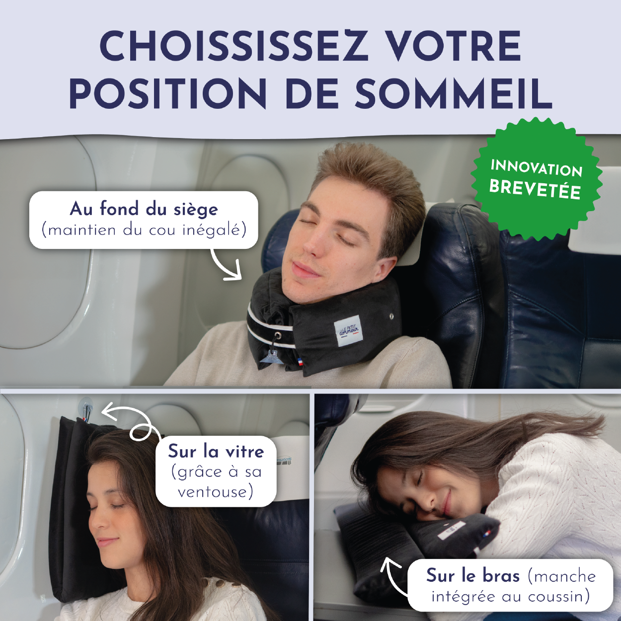 Coussin de voyage Le Petit Dormeur - Velours Noir